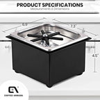 Coffee Armada Glass and Pitcher Rinser – Stainless Steel – High Pressure Auto Jet Washer Press – Essential item for Professional Coffee Shops and Bars 7.3” x 6.9” x 4.5”