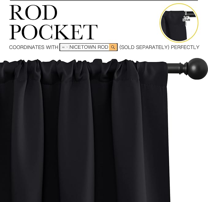 NICETOWN Black Blackout Curtain Blinds - Image 3