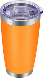 VEGOND 20oz Tumbler with Lid and Straw Stainless Steel Tumbler Cup Vacuum Insulated Double Wall Travel Coffee Mug Powder Coated Coffee Cup(Orange 1 Pack)