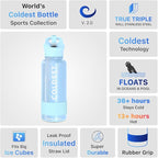 Coldest Insulated Water Bottle with Straw Lid - Stainless Steel Metal Insulated Bottle for Men & Women (Neptune Blue, 32 oz)