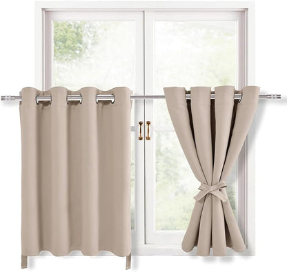 RV Blackout Curtains for Bedroom 52 x 30 Inches Long Camel 2 Panels | Thermal by Hiasan