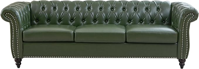 Mid-Century 2 Seater Sofa, Faux Leather Loveseat - Image 7