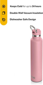 RTIC 26oz Journey Bottle Metal Stainless Steel Vacuum Insulated, BPA Free, Reusable, for Water, Hot and Cold Drinks, Travel, Sports, Camping, Dusty Rose