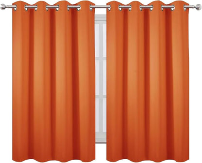 Blackout Curtains 66 x 54 Inch Long Orange Curtains Set of 2 Panels Room - Image 2