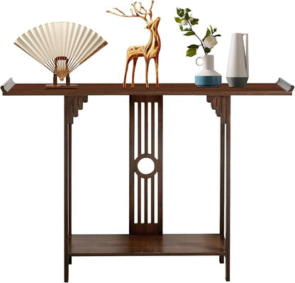 Entryway Table, 2 Tiers Freestanding Chinese Style Vintage Console Large by Unknown