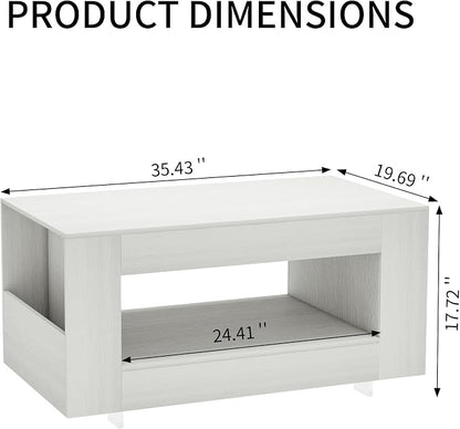 35" Wood Coffee Table for Living Room, Sides Storage - Image 2
