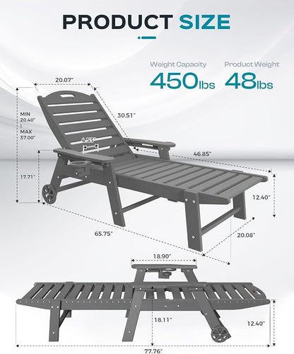 Ciokea Lounge Chair Outdoor, Oversized Chaise Lounge Chair - Image 3