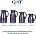 GiNT 2.2L / 74Oz Thermal Coffee Carafe, Insulated Stainless Steel Coffee Carafes for Keeping Hot/Double Walled Vacuum Thermal Carafe (Purple)