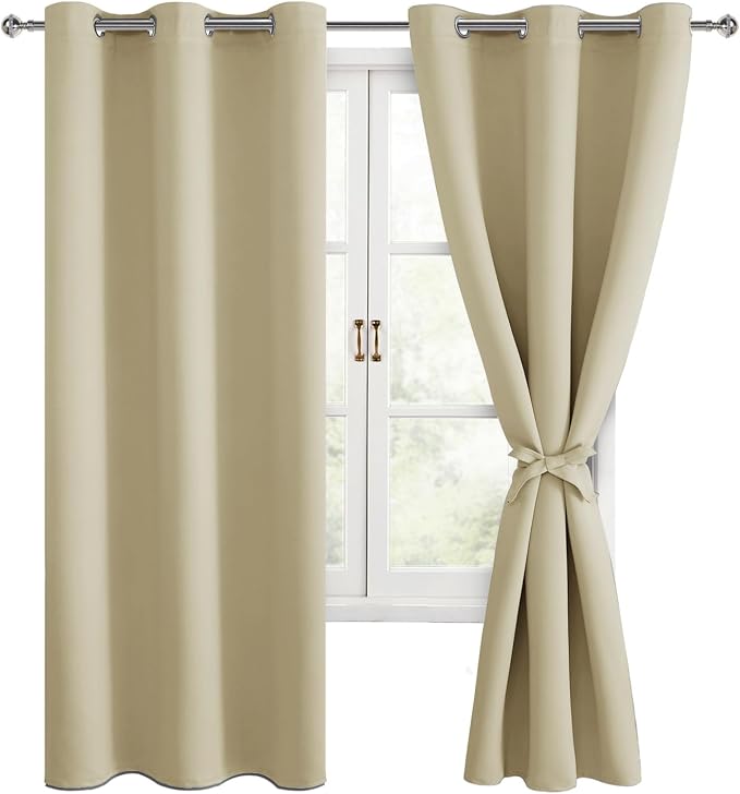 Blackout Curtains for Bedroom, Light Beige, 42 x 72 Inch, 2 Panels | Light - Image 9