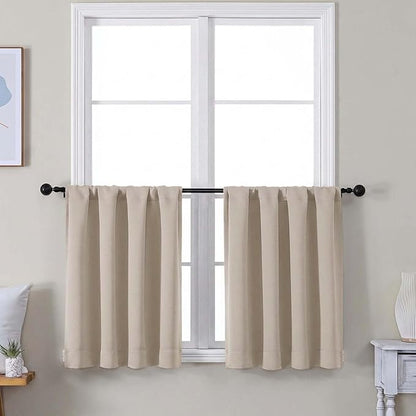 Simplebrand Ava Biscotti Beige Short 30 Inches Blackout Curtain 2 Panels Set by Simplebrand