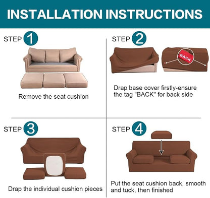 Turquoize 4 Piece Sofa Covers for 3 Cushion Couch Sofa Slipcover Soft Couch - Image 6