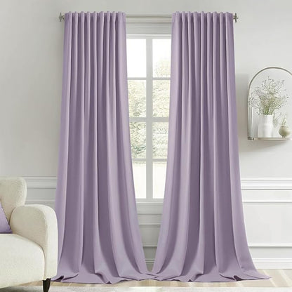 MIULEE Lilac Back Tab Blackout Curtains 52x102 Inch Long 2 Panels Set | Rod by MIULEE