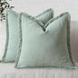 MIULEE Boho Linen Fringe Decorative Throw Pillow Covers Aqua Green 18x18 | Set by MIULEE