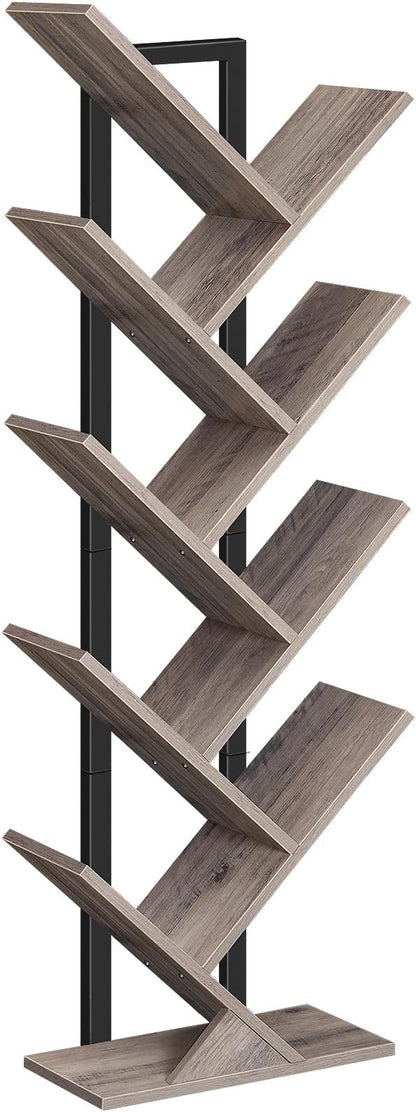HOOBRO Tree Bookshelf, 9-Tier Bookcase Wooden Shelves, Floor Standing Storage by HOOBRO