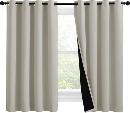 NICETOWN 100% Blackout Curtains 57 inches Long, Double-Deck Completely Blackout by NICETOWN