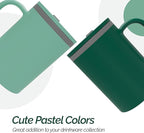 Copco Iconic 16oz Double Wall Insulated Desk Mug with Lid & Handle, Set of 2, BPA-Free Reusable Plastic, Spill-Proof, Microwave & Dishwasher Safe, Wide Mouth, Cup Holder Friendly (Green/Hunter Green)