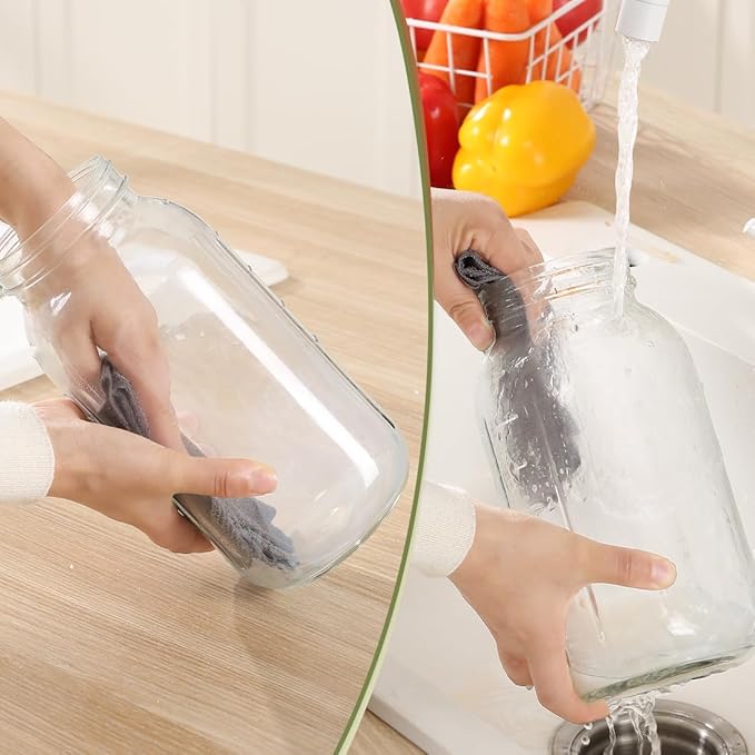 Glass Tea Pitcher with Wide Mouth Airtight Lid Leak Proof Fridge Container with Gray Lid Mason Jar for Water, Tea,Juice and Drinks (2 Pack-64OZ)