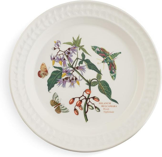 Portmeirion Botanic Garden Harmony 10.5" Dinner Plate, Papilio Emerald & Woody Nightshade Motif - Dishwasher, Microwave, Oven & Freezer Safe Earthenware - Elegant Spring Tableware for Brunch & Parties