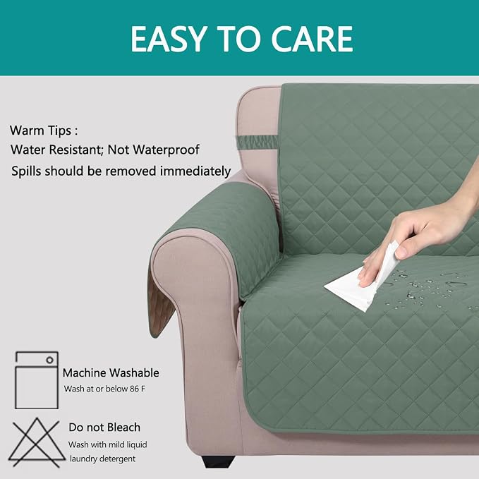 U-NICE HOME Reversible Recliner Chair Covers, Pet Friendly, Elastic Straps - Image 5