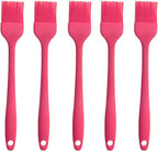 Silicone brush, Oil Brush for BBQ Kitchen Cooking Baking and Grilling（5 PCS,Rose Red)