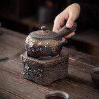 Teapot Warmer Matte Classic Retro Ceramic Universal Tea Warmer Stand Set with Candle Holder Japanese Style for Warming Tea, Coffee and Milk etc.