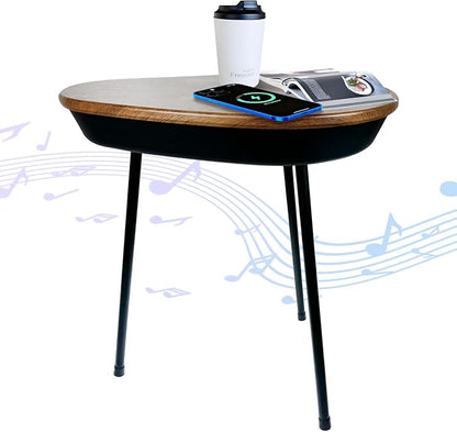 Smart Side Table with Bluetooth Speaker & Wireless Charging Modern End Table by Unknown