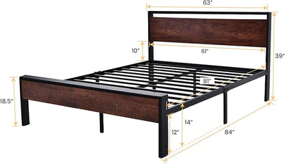 SHA CERLIN 14 Inch Queen Size Metal Platform Bed Frame - Image 2