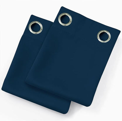 Blackout Curtains 66 x 72 Inch Long Navy Blue Curtains Set of 2 Panels Room - Image 9