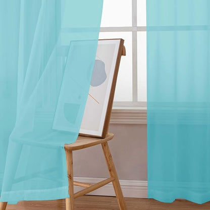 Simplebrand Aqua Sheer Curtains 72 Inches Long 2 Panels - Image 4