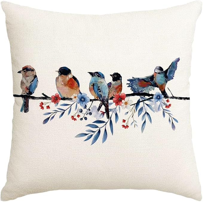 RABUSOFA 4th of July Memorial Day Patriotic Throw Pillow Cover, 18x18 Inch Red by RABUSOFA
