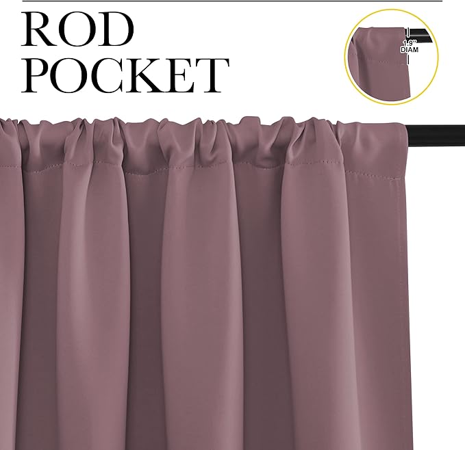 NICETOWN 2 Panels Blackout Curtains, Rod Pocket Window Curtains Room Darkning - Image 2