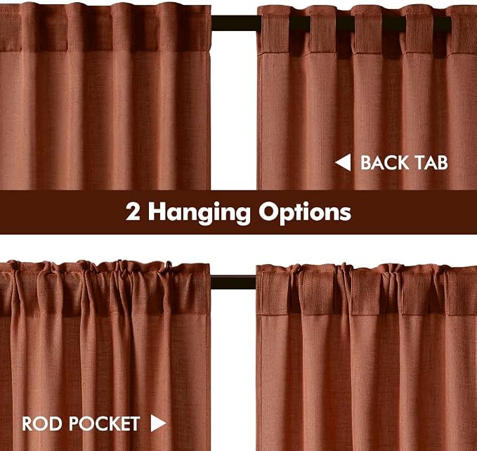 MIULEE Burnt Orange Fall Kitchen Curtain 24 Inches Long 2 Panels Farmhouse | - Image 4