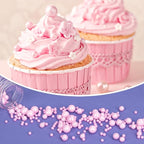 Twisweet Pink Pearl Sprinkles for Cake Decorating, Edible Sugar Pearls for Baking, Mix Size, Cake Topper Cupcake Cookie Ice Cream Dessert Decorations, Baby Shower Wedding Birthday Valentine Supplies (130g/4.58oz)