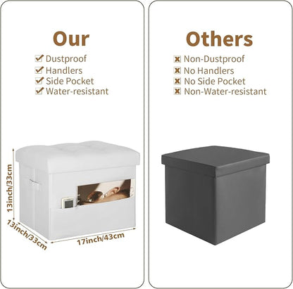 BelugaHelper Ottoman with Storage. Leather Foldable Ottomans with Thick Foam - Image 2