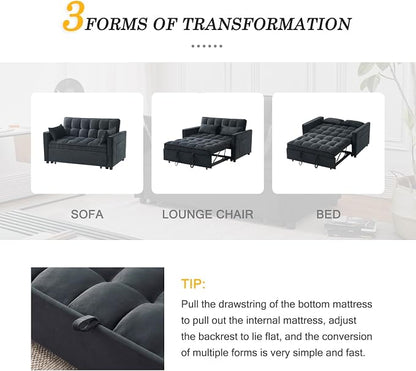 Futon Sofa Bed, Modern 3 in 1 Convertible Sleeper Sofa, Pull Out Couch Bed - Image 6