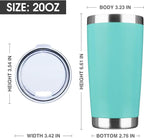 20oz Tumbler Bulk Stainless Steel Vacuum Insulated Tumblers with Lid Double Wall Travel Mug, Powder Coated Coffee Cup, Suitable for Ice Drinks and Hot Beverage (Light blue 6pack)