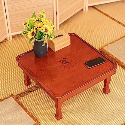 Folding Square Tea Coffee Table, Household Kang Table, Low Wooden Table - Image 2