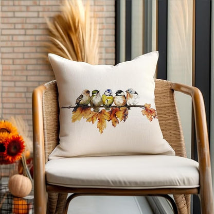 RABUSOFA Fall Pillow Covers 18x18 Inch Watercolor Bird Autumn Decorations - Image 6