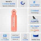 Coldest Insulated Water Bottle with Straw Lid - Stainless Steel Metal Insulated Bottle for Men & Women (Pink Froze Glitter, 40 oz)