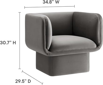 Modway Tate Performance Velvet Accent Chair in Storm Gray - Image 3