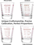 Shot Glasses Measuring Cup Set - 2 Pack Espresso Shot Glasses with Precise Measurement Marks,Heavy Duty Glass,Dishwasher Safe,Perfect for Coffee,Cocktails and Kitchen Use (Black & Red)