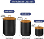 Ceramic Storage Jars, Modern Elegant Highly Polished Airtight Gorgeous Storage Canisters with Wooden Lid Small Food Stroage Jar for Kitchen Spice Tea Vanilla Sugar Coffee Beans (Black trumpet)