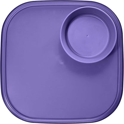 Madesmart Dipware Reusable Dining Plate/Serving Tray for Appetizers and Snacks, Food-Safe Appetizer Serving Platter with Removable Dip Bowl, Plum