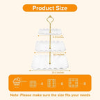 Hoedia 3 Tier Cupcake Stand Tower, Plastic White Cup Cake Holder for Dessert stands, Tiered Serving Tray for Tea Party, Birthday Party, Wedding Decor and Baby Shower(Square Wave)