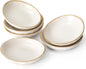 famiware Ocean Soy Sauce Dishes of 6, Oval Dipping Sauce Cups/Bowls/Dishes for Kitchen, 2.1oz Ceramic Small Bowls for Side Dish, Appetizers, Snacks, and Sushi, Dishwasher Safe, Vanilla White