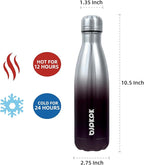 BJPKPK 17oz Insulated Stainless Steel Water Bottles,Sports Water Bottles Keep Cold for 24 Hours and Hot for 12 Hours,BPA Free for Travel,Silver miner