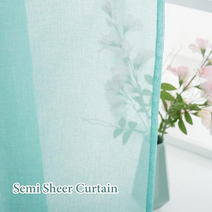 MIULEE Sheer Curtains 24 inch Length Kitchen Window Curtains Over Sink - Image 4