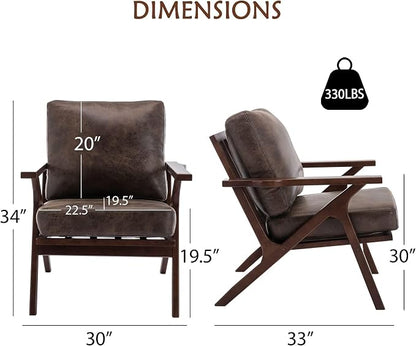 Bonzy Home Modern Accent Chair, PU Leather Accent Chairs Set of 2, Comfy - Image 3