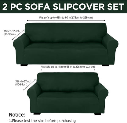 Peryiter 2 Pcs Sofa Covers Couch and Loveseat Covers Set Stretch Sofa Slipcover - Image 2