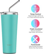 THILY Tumbler Vacuum Insulated Travel Mug 26 oz Coffee Cup with Lids and Straws, Reusable, Splash-Proof, Powder Coated, Keep Ice Drinks Cold, Teal